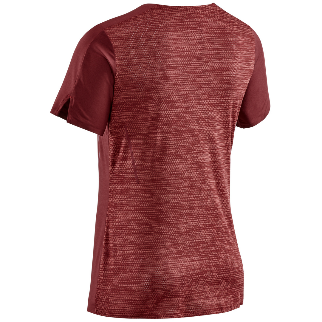 Run Short Sleeve Shirt, Women, Dark Red, Back View